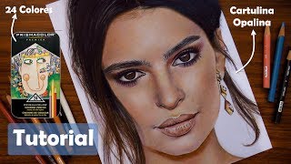 Colorea un rostro con la caja de 24 colores de Prismacolor Premier  Emily Ratajkowski [upl. by Laura]