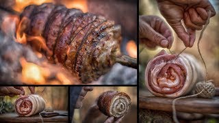 BEST CHRISTMAS PORCHETTA Bushcraft  YOU SHOULDNT SEE THIS [upl. by Cock143]