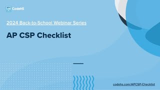 20242025 AP CSP Checklist On Demand Webinar [upl. by Ronnica]