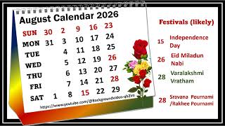 August Calendar 2026 augustcalender2026 [upl. by Aciram]