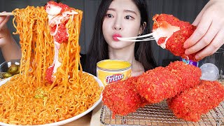 ASMR MUKBANG  할라피뇨 치즈 불닭볶음면 🔥 매운 치토스로 만든 대왕치즈스틱 먹방 HOT CHEETOS CHEESE STICK amp JALAPENO FIRE NOODLE [upl. by Nnyw]