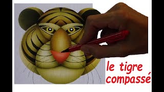 Le tigre compassé  cercles et arcs de cercles  construction uniquement avec un compas  cycle 3 [upl. by Anuaek]