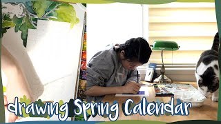 4월 5월 파릇파릇 달력그리기 drawing spring calendar with watercolor [upl. by Meadow374]