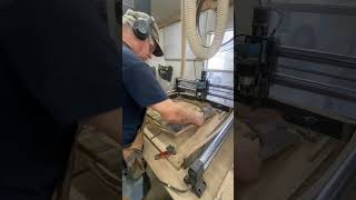 Using the CNC router and drum sander to make Lazy Susan shelves made from bourbon barrel staves [upl. by Netsuj94]