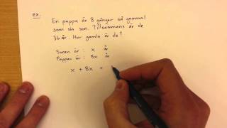 8  Algebra  Problemlösning mha Ekvationer [upl. by Egbert]