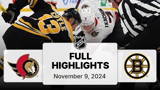 NHL Highlights  Senators vs Bruins  November 9 2024 [upl. by Lisabet]