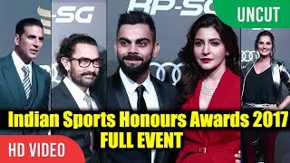 UNCUT  Indian Sports Awards 2017  Full Event  Virat Kohli Anushka Sania Mirza Aamir Khan [upl. by Oirifrop]