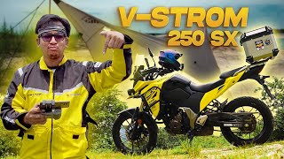 NEW CAMPING MOTORCYCLE REVEALED  Suzuki VStrom 250 SX [upl. by Casar936]