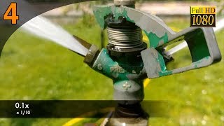 Rotating pulsating sprinkler  Irrigatore rotante a battente  Slow motion Full HD [upl. by Tsiuqram]