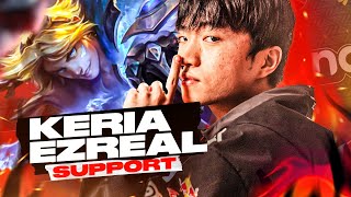 KERIA PLAYS EZREAL SUPPORT  T1 VS FOX [upl. by Bohlin995]