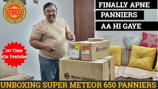 Royal Enfield Super Meteor 650 Long Haul Panniers Unboxing  1st Time on Youtube 💖💖💖 Vlog No 566 [upl. by Aitetel]