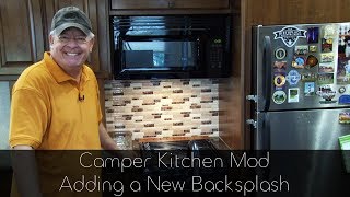 Camper Kitchen Mod  A New Backsplash [upl. by Noe784]