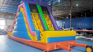 inflatable climbing wall with slide inflatablesforsale inflatablesale inflatablessale [upl. by Dudden306]