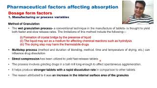 Part 10 Physicochemical factors affecting drug absorption I Manufacture or process variables [upl. by Odysseus897]