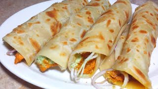 Chicken Paratha Roll recipeChicken tikka paratha roll recipeHomemade paratha roll recipe [upl. by Rosalinda256]