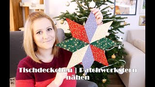 LAST  MINUTE  WEIHNACHTSGESCHENK  Tischdeckchen  Patchworkstern nähen [upl. by Marfe]