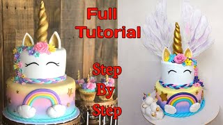 How To Make A Unicorn Cake  Rainbow Unicorn Cake With Feather  Unicorn Theme Cake With Rainbow [upl. by Tice]