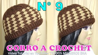 Como tejer el Gorro N° 9 a crochet en punto abanicos de dos colores para niñas y damas paso a paso [upl. by Boeke797]