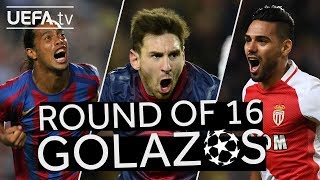 RONALDINHO MESSI FALCAO Great UCL Round of 16 GOALS [upl. by Raymund883]