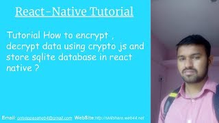 Tutorial How to encrypt  decrypt data using crypto js and store sqlite database in react native [upl. by Eedrahs]