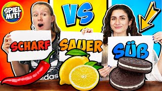 SÜß vs SAUER vs SCHARF CHALLENGE mit Kathi amp Dania [upl. by Haliehs911]