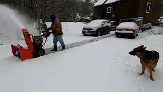 SNOWBLOWING AFTER STORM 1162024 WITH ARIENS DELUXE 30 AND SAM MY SIDEKICK GERMAN SHEPHERD [upl. by Assenev]