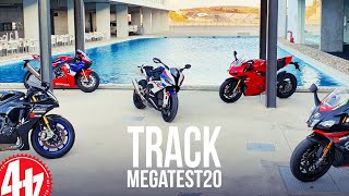 2020 Superbike Shootout  TRACK TEST  RSV4 v S 1000 RR v Panigale V4S v Fireblade SP v R1M [upl. by Eiramit]