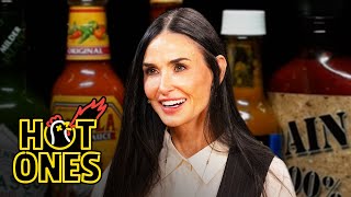 Demi Moore Celebrates Her Birthday While Eating Spicy Wings  Hot Ones [upl. by Eeneg557]