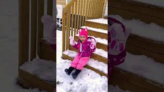 Cute kid slides into snow fun 👧🏻❤️❄️🏂☃️ [upl. by Anaderol]