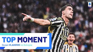 A wonderfully placed header by Dusan Vlahovic  Top Moment  JuventusBologna  Serie A 202324 [upl. by Ahsikin]