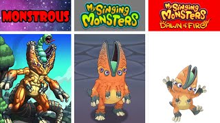 ALL Monstrous Version Vs My Singing Monsters Vs Dawn of Fire  MSM [upl. by Killarney]