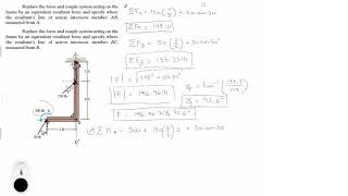 Replace the force and couple system acting on the frame [upl. by Nate359]