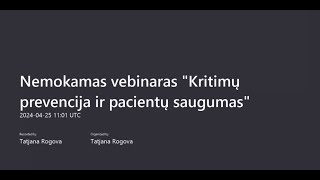 Kritimų prevencija ir pacientų saugumas  Nemokamas vebinaras [upl. by Osbourne]