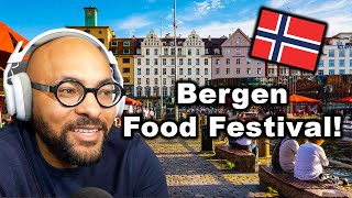 BEST FOOD AT THE BERGEN FOOD FESTIVAL 🇳🇴  American Reacts [upl. by Akers]