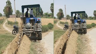 sonalika tractor trencher attachment 60hp soil irrigation system water supply [upl. by China]