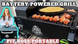 PIT BOSS GRILL REVIEW  Battery Powered Portable Grill  First Look and Burn Off [upl. by Crowns]