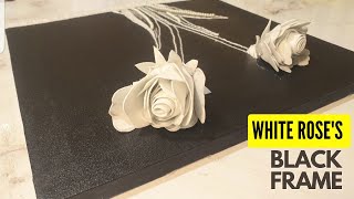 How to make 3d fomic Roses 🌹art on black canvas art youtube canvaspainting [upl. by Hanah350]