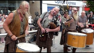 Bagpipes And Drums Music Of Best Scottish Tribal Bands City Centre Of Perth Perthshire Scotland [upl. by Ninel689]