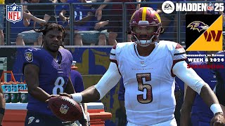 Madden 25 Washington Commanders vs Baltimore Ravens Week 6 Sim 2024 Full 15 Minute Quarters GamePlay [upl. by Eicak]