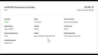 eFFECTOR Therapeutics stock purchase on April 5 2024 [upl. by Eda946]