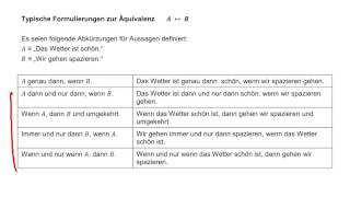 Aussagenlogik Formulierungen zur Äquivalenz [upl. by Trah]