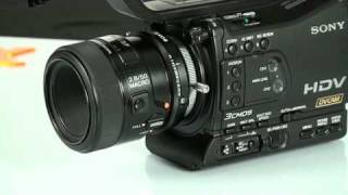 Sony HVRZ7E with mounted Alpha macro lens SAL50M  LA100W [upl. by Clementi384]