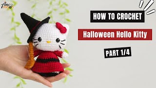 574  Halloween Hello Kitty Amigurumi 14  How To Crochet Dolls Amigurumi  AmiSaigon [upl. by Natalee801]