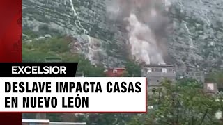 Momento exacto del deslave que impacta contra varias casas en Nuevo León [upl. by Lundquist]