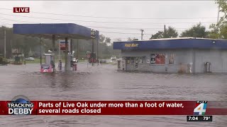 Tropical Storm Debby brings flooding to Suwannee County Live Oak under more than a foot of water [upl. by Yddub539]