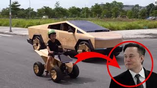 Elon musk respond to man builds fully functional Cybertruck out of wood for 15000 [upl. by Lachlan193]