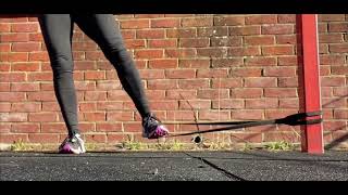 Resisted standing adductor exercise with cross fit band [upl. by Davidde]