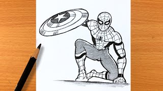 How to draw SpiderMan Iconic Pose  Spiderman drawing step by step [upl. by Sutsugua570]