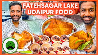 Udaipur Fatehsagar Lake Street Food Tour  Cold Coffee Cheese Sandwich amp More  Veggie Paaji [upl. by Leffen]