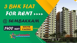 3 BHK FLAT FOR RENT AT SEMBAKKAM  CHENNAI [upl. by Otho]